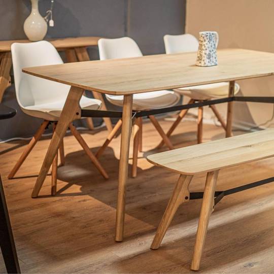 Flow Dining Table 1.8m + 3 Orbit Dining Chair White + 1 Bench Seat Set